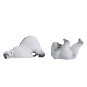 H1756 Escultura De Oso Polar 220*125 Blanco Y Negro