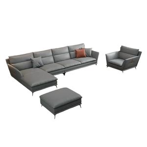 Yj013 Sofa En L De Cuero Gris